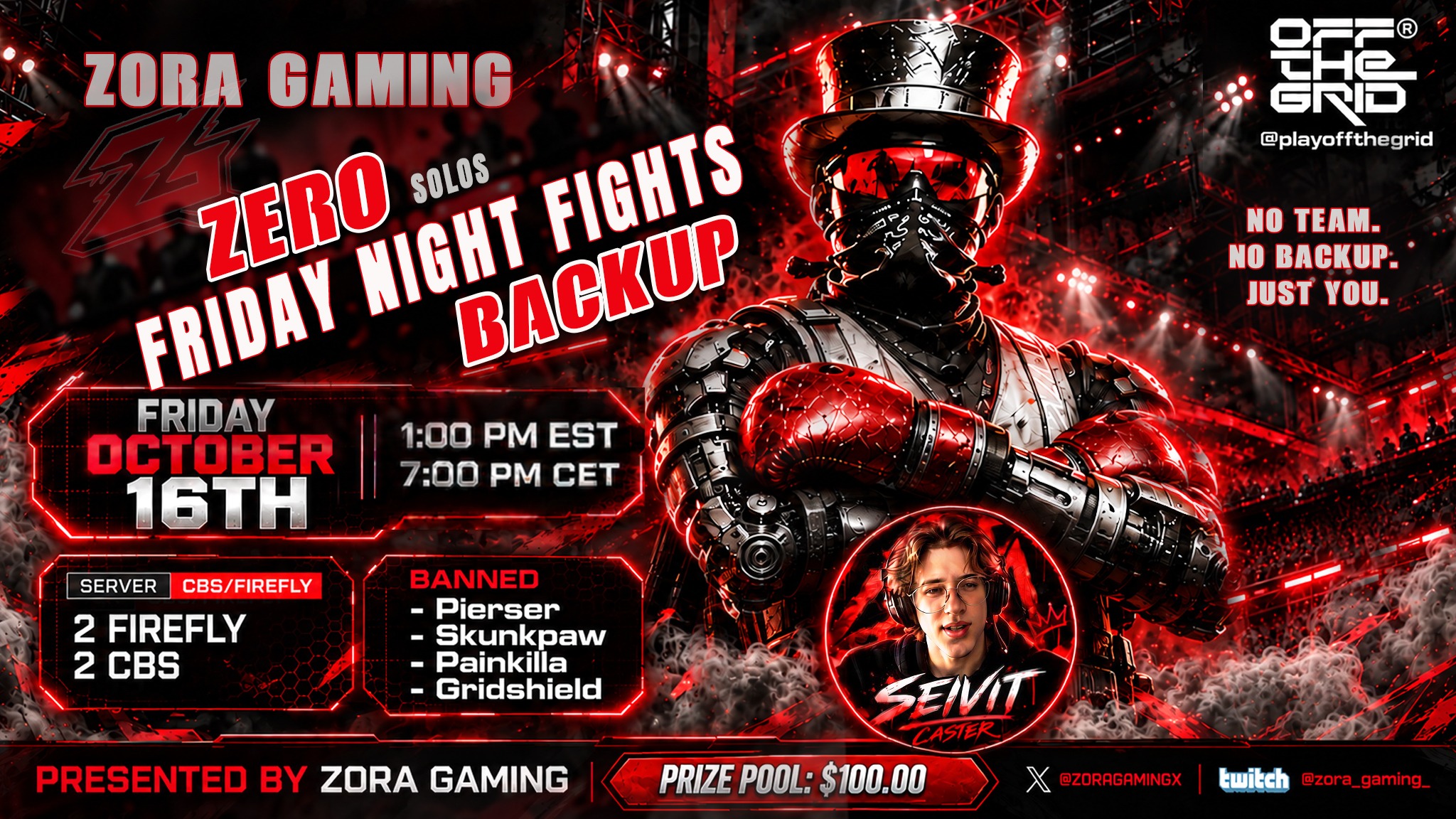 ZERO BACKUP official tournament artwork